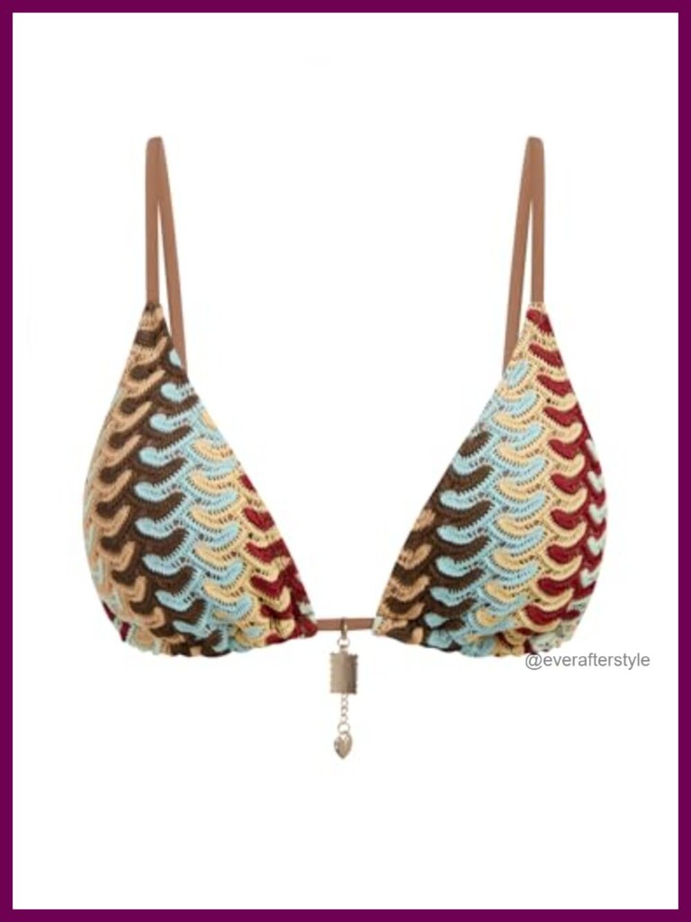 Crochet Bikini Top Push Up Removable Pads Adjustable Spaghetti Strap